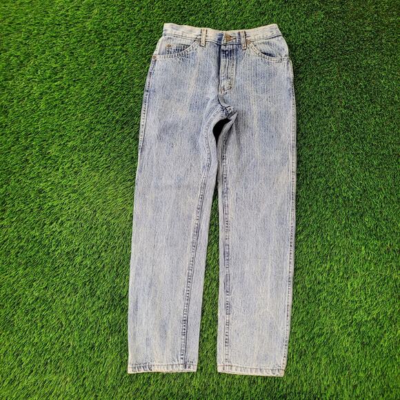 Vintage LEE Rider Pinstripes Jeans 27x29 USA Union Made 80s 90s - Picture 1 of 16
